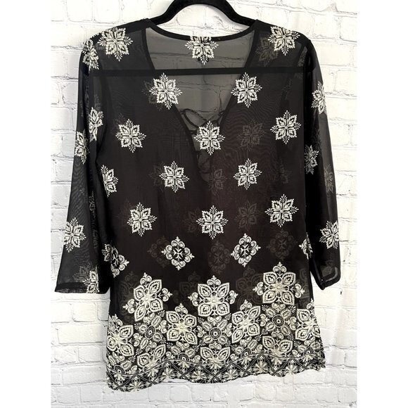 A.N.A LADIES LONG‎ SLEEVE PRINT TUNIC SZ (S) EUC - Picture 3 of 3